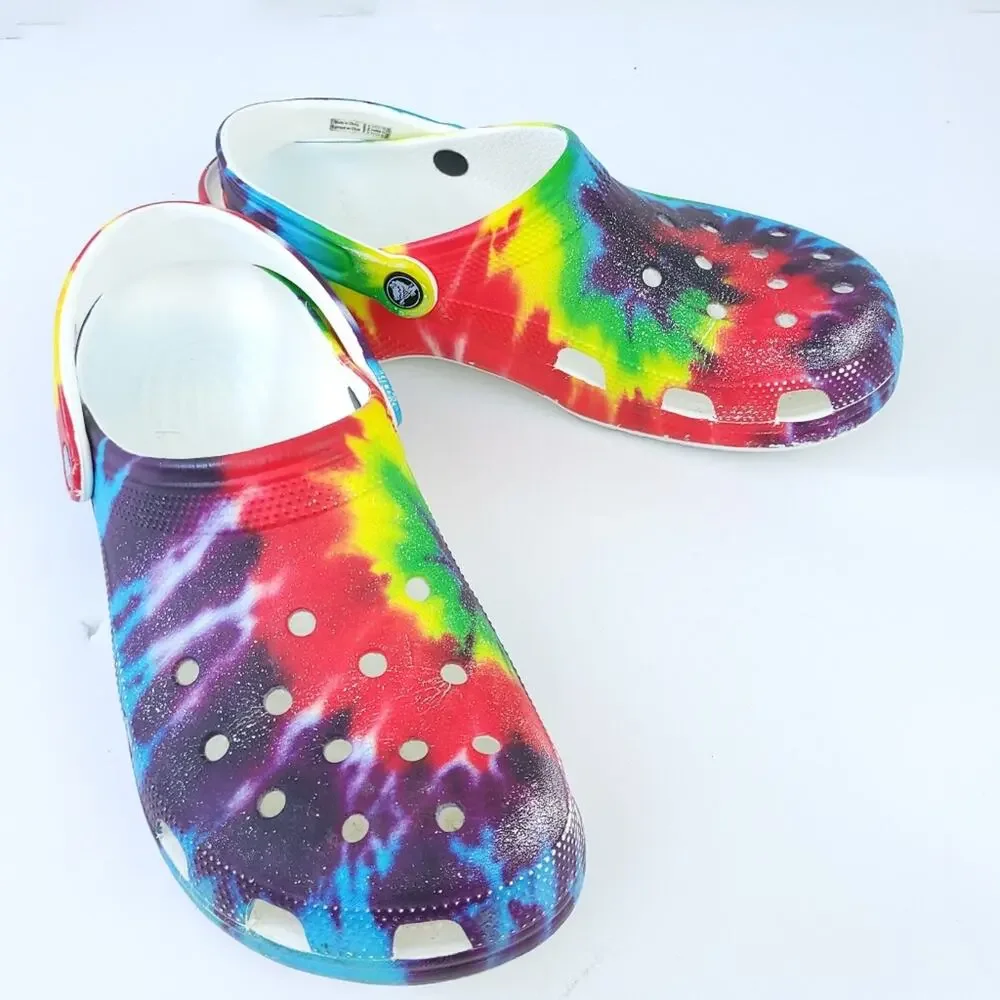 Crocs Classic Tie-Dye Women 12, Men 10. SLIP ON Shoes, Bright Colors